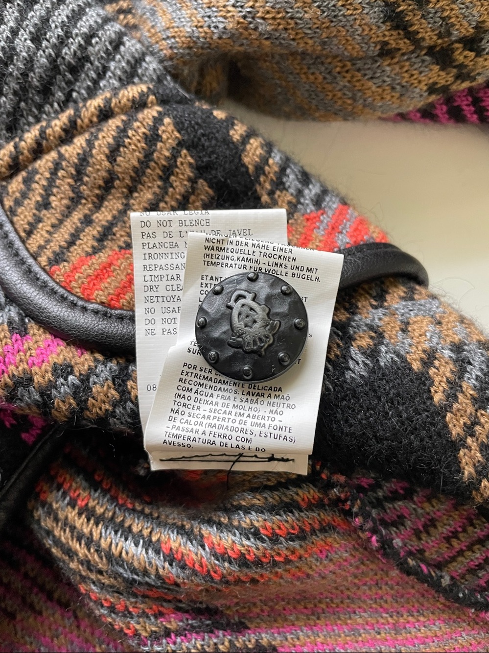 Aldomartins Knit Jacket Cropped Plaid Wool Cashmere Button Textured Sz 4 Artwear - Picture 9 of 11
